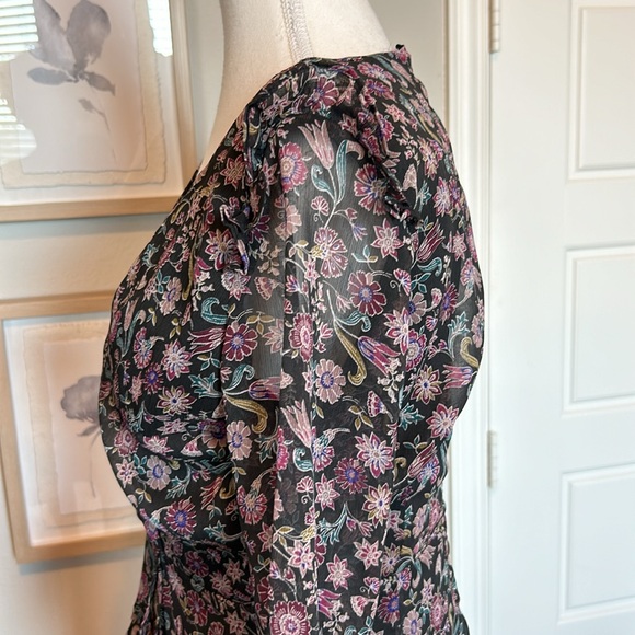 The Impeccable Pig | Black Floral Ruffled Fit & Flare Dress | Medium - Picture 11 of 16